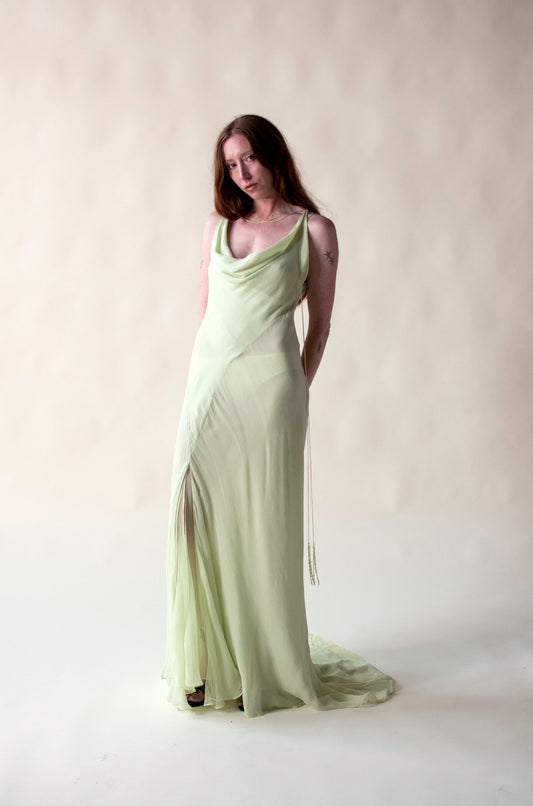 Celery Chiffon Gown | Krizia SS 2005