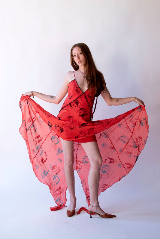 Flapper Print Chiffon Dress | Voyage Invest in the Original FW 2003