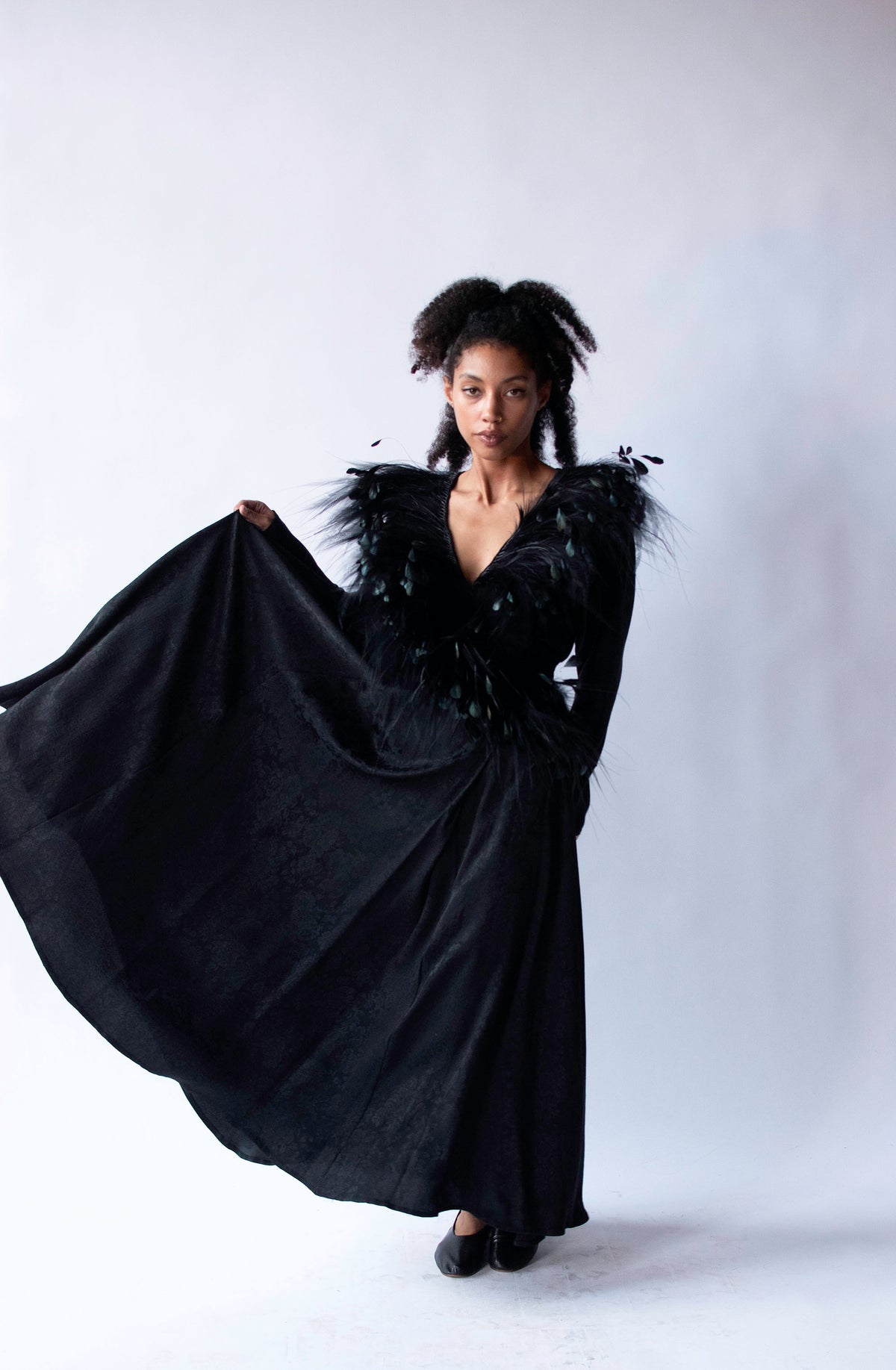 Feather Trim Silk Dress | Nina Ricci