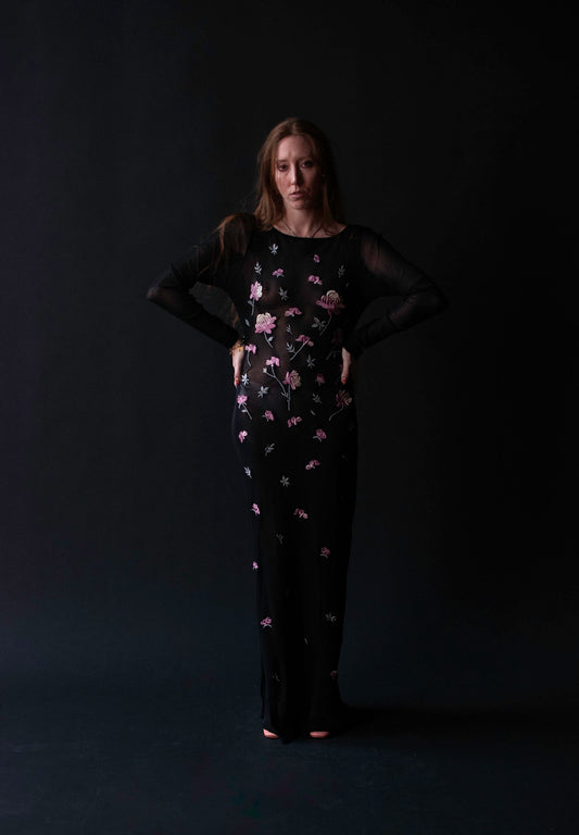 1990s Embroidered Mesh Dress | Vivienne Tam AW 1997