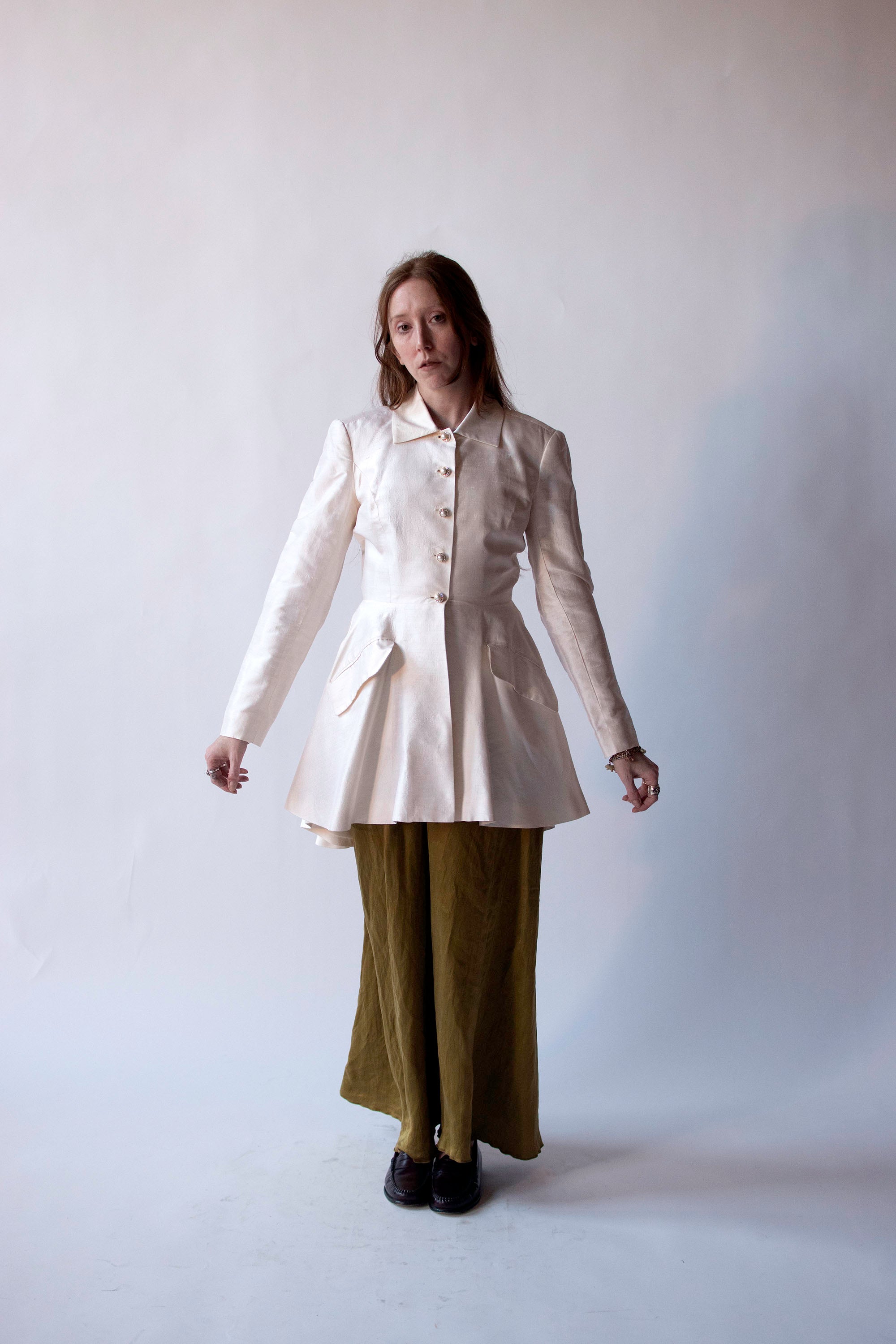 Cream Silk Peplum Jacket | Isaac Mizrahi – Female Hysteria Vintage