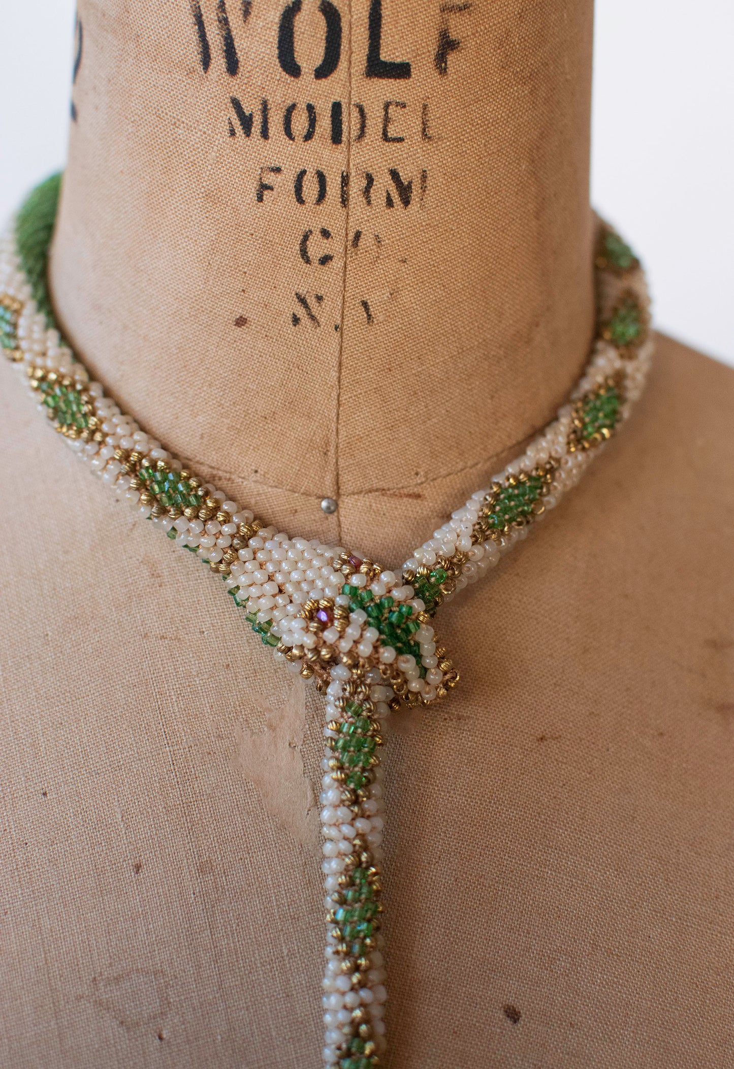 Bead Crochet Snake | Antique Pearl Diamond