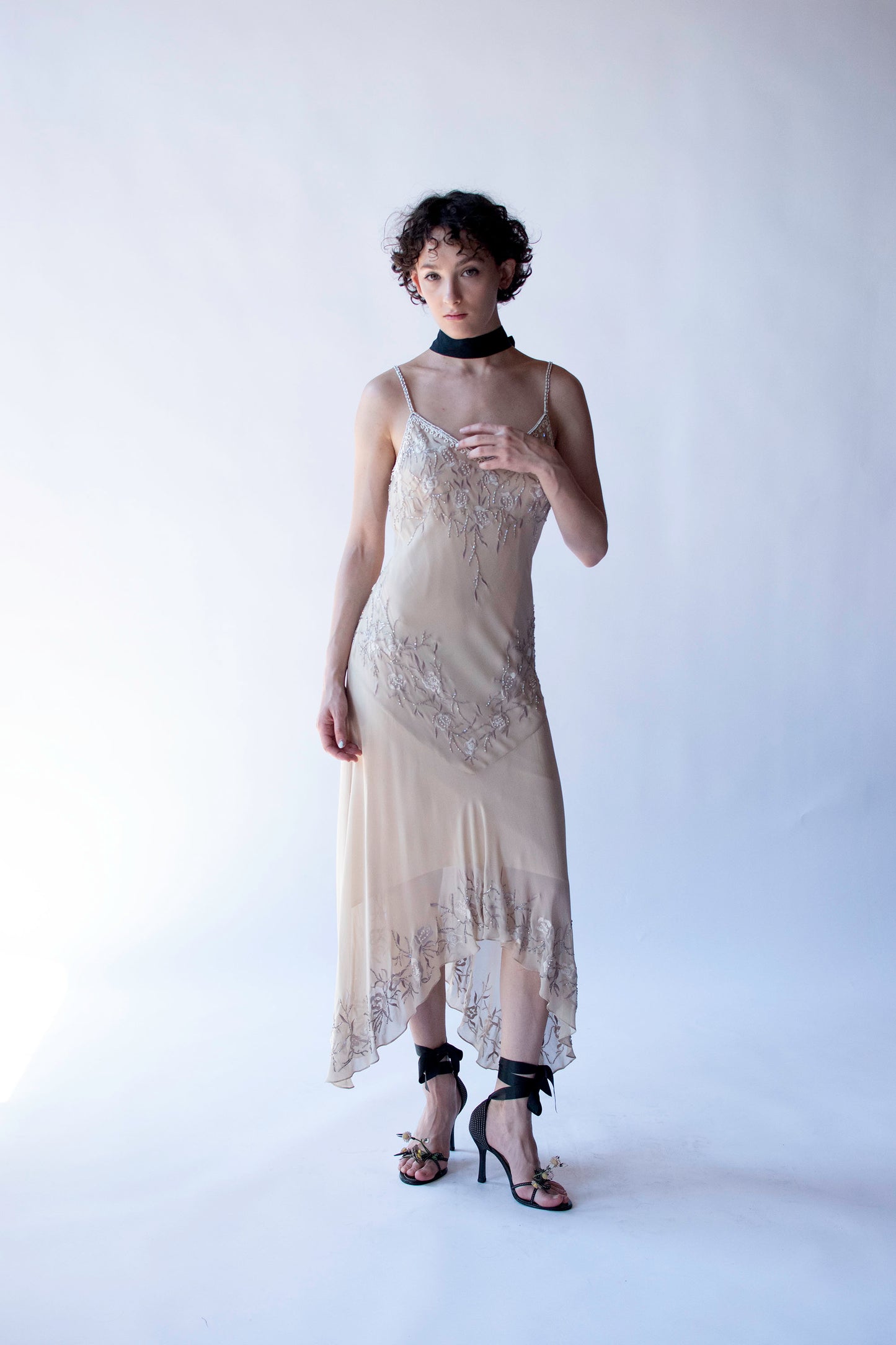 Beaded + Emboridered Chiffon Dress | Sue Wong