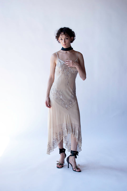 Beaded + Emboridered Chiffon Dress | Sue Wong