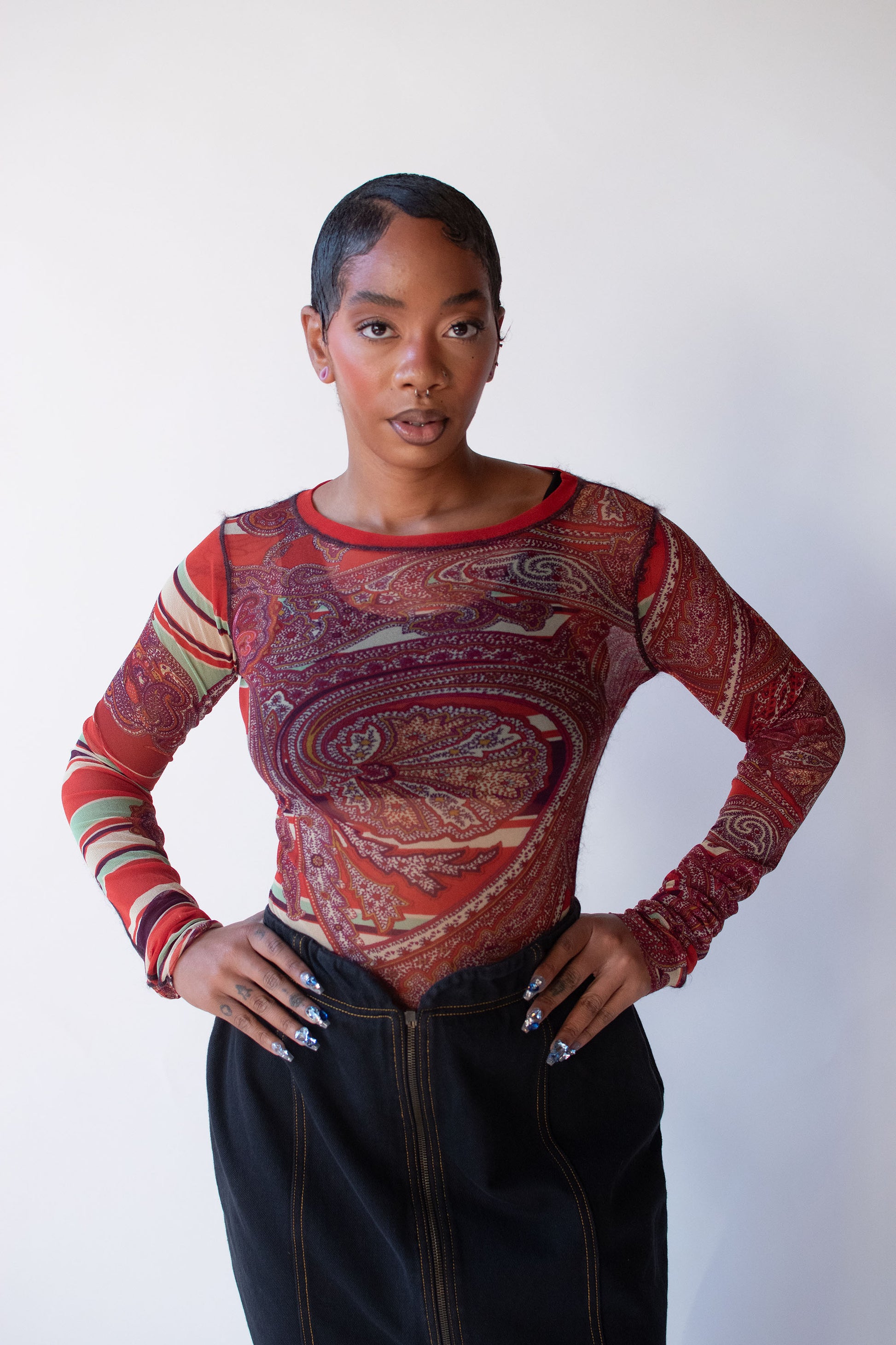 Paisley Print Mesh Top Jean Paul Gaultier1