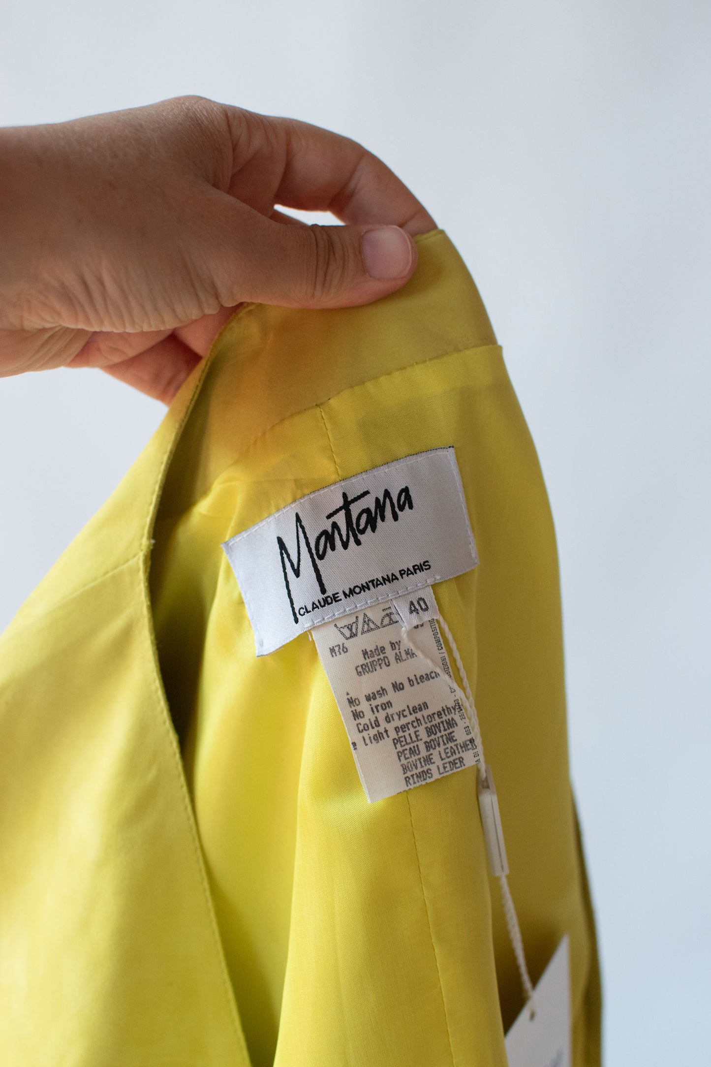 1990s Chartreuse Leather Jacket | Claude Montana