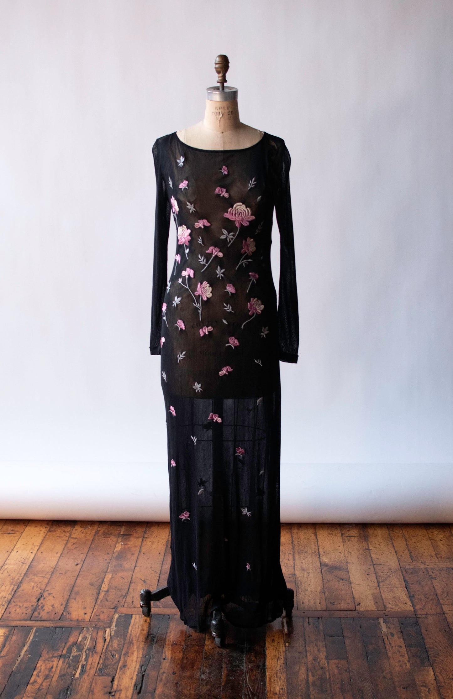 1990s Embroidered Mesh Dress | Vivienne Tam AW 1997