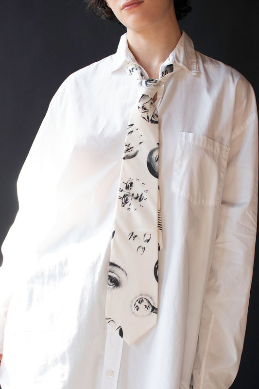 Surrealist Face Print Tie White | Fornasetti