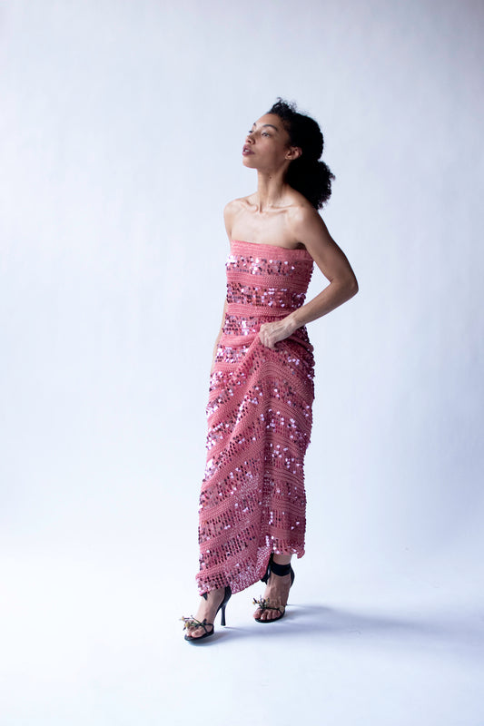Sequin Crochet Dress Set