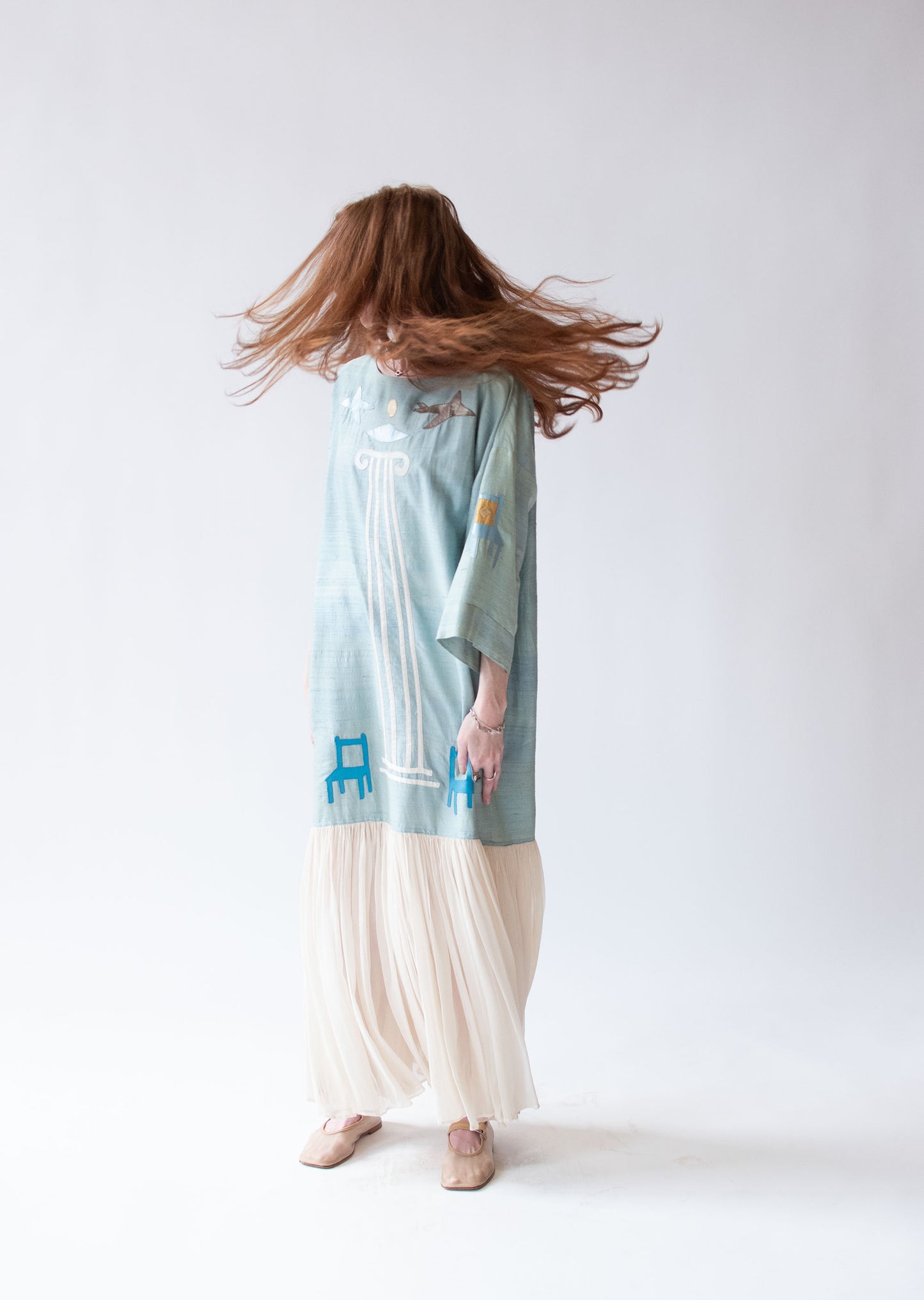 1980s Silk Dress w/ Applique | Tim Jocelyn