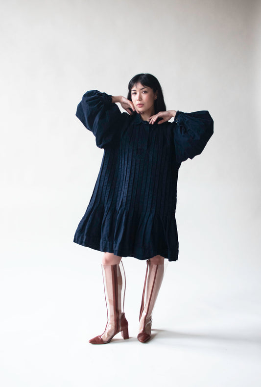 Indigo Balloon Sleeve Dress | Jan Barboglio