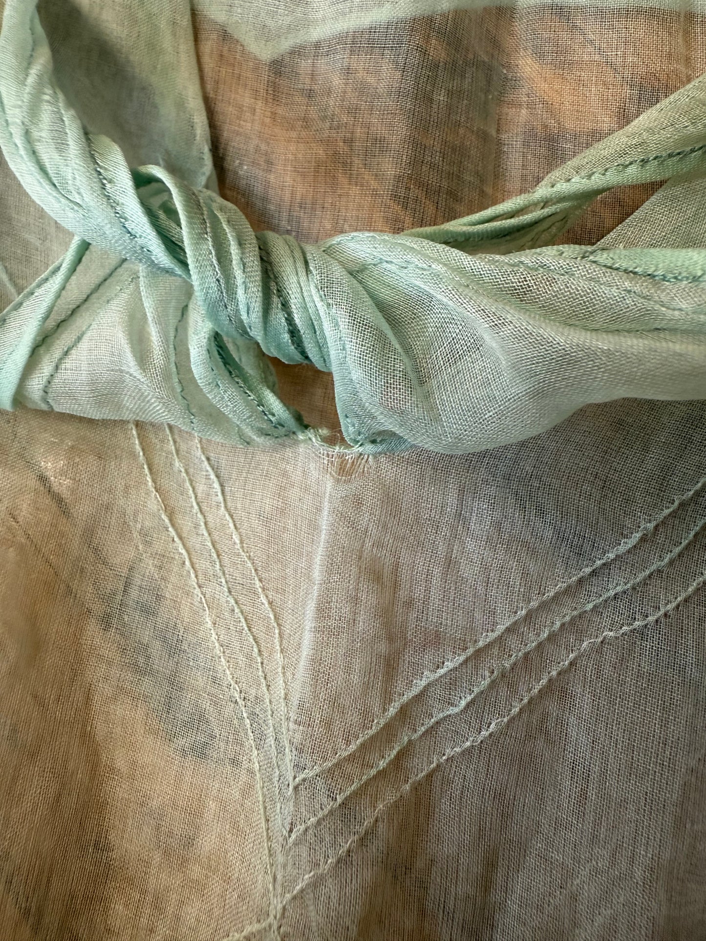 1930s Mint Organza Dress w/ Applique