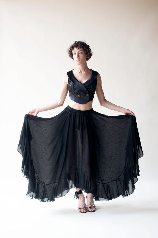 Black Chiffon Skirt | Halston