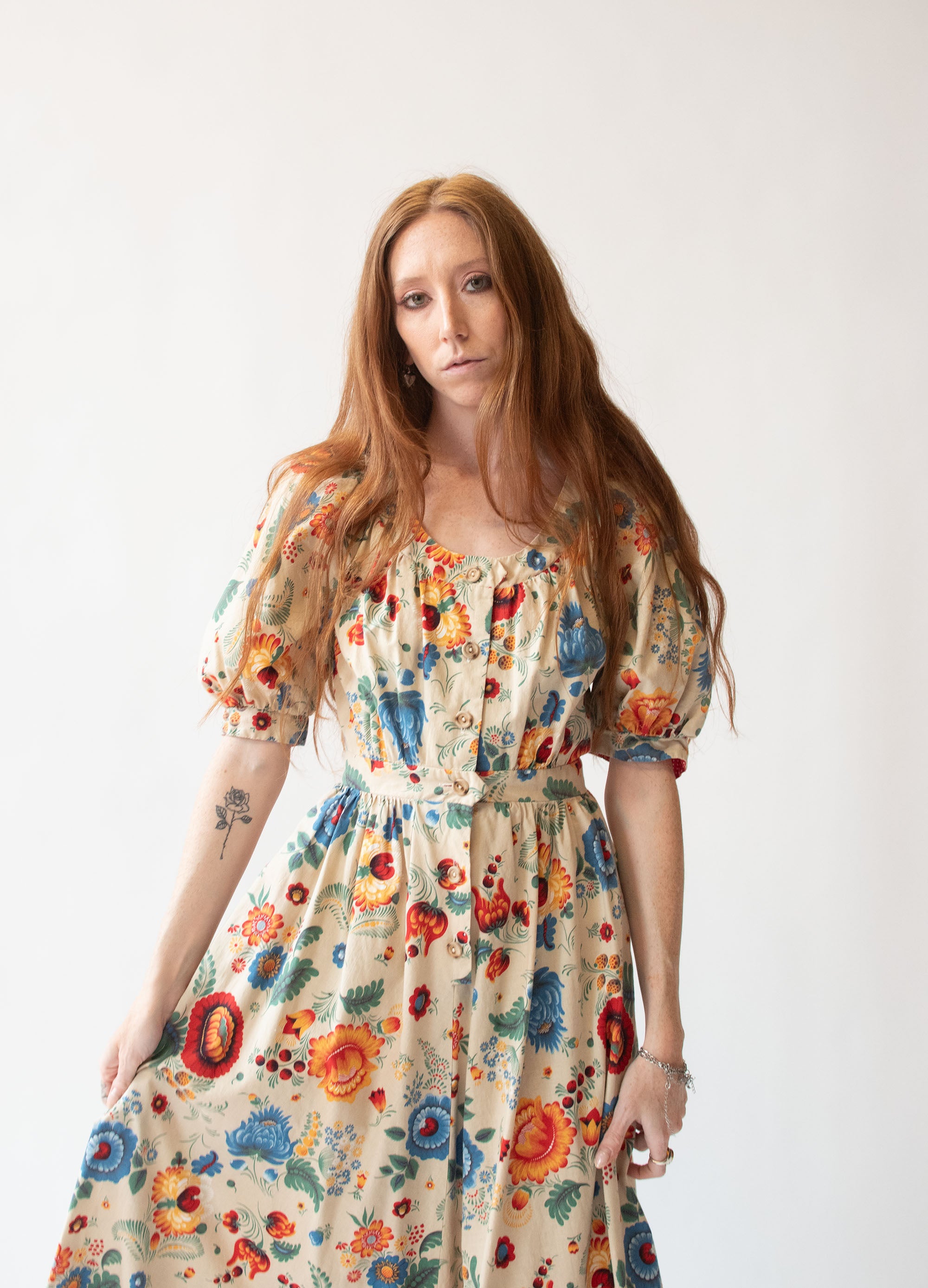 Vintage floral 2024 print dress