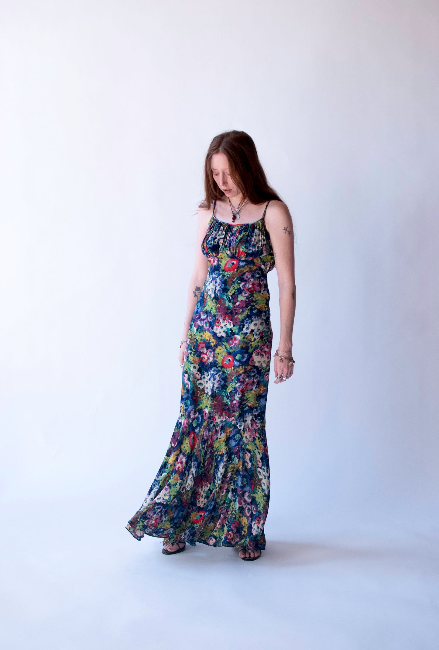 1930s Watercolor Floral Dress