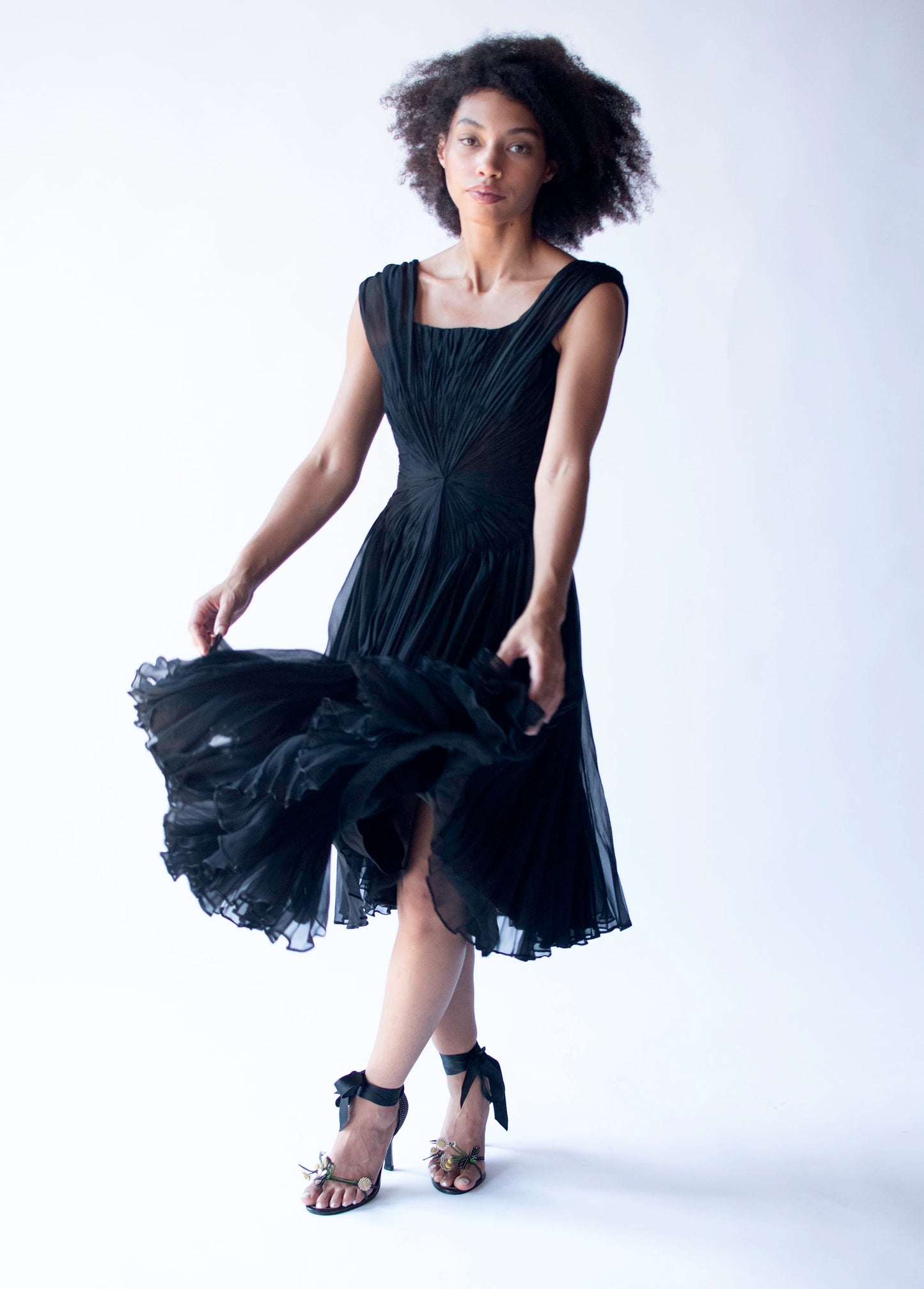 1950s Gathered Chiffon Dress | Nanty