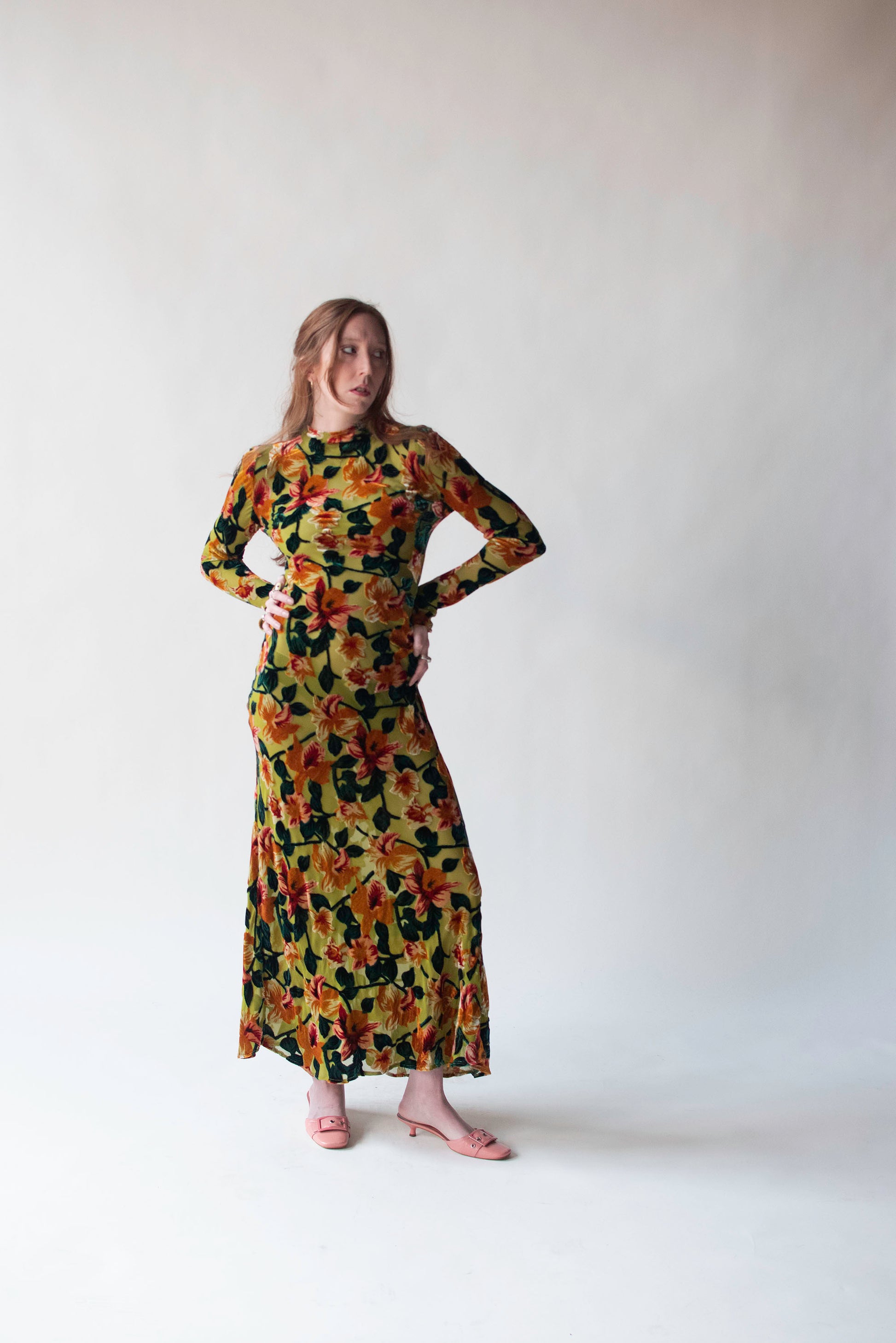 burnout velvet dress 1990s Burnout Velvet Dress
