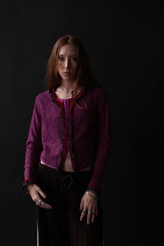 Purple Bead Trim Cardigan | Voyage Invest in the Original
