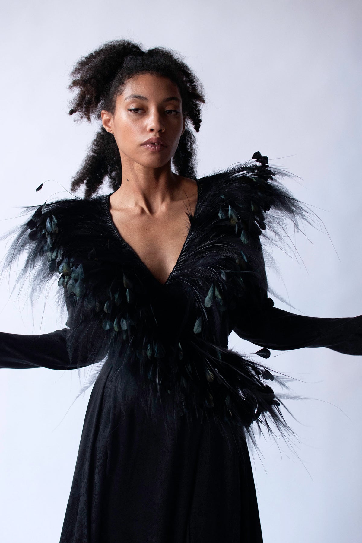 Feather Trim Silk Dress | Nina Ricci