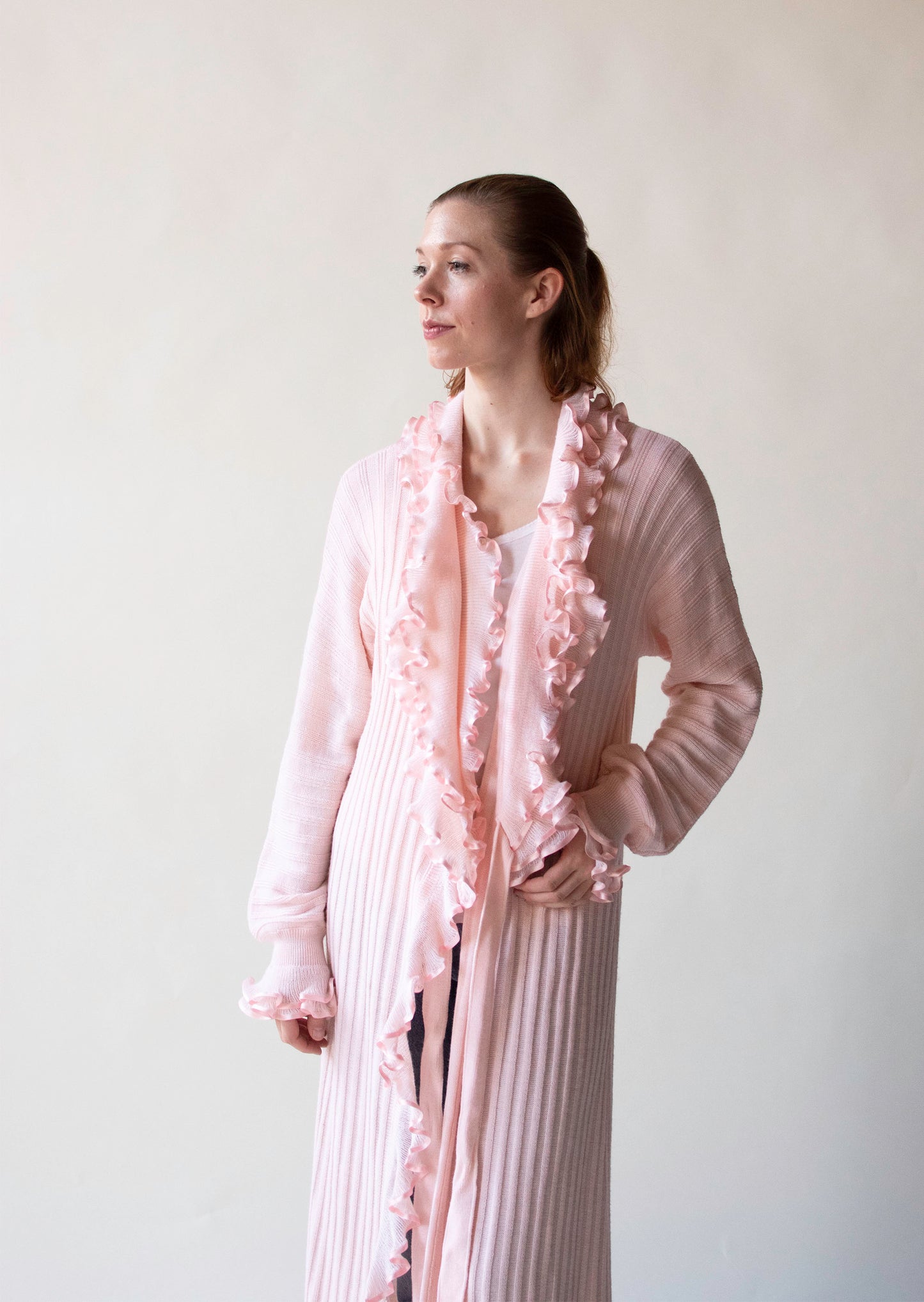 1980s Pink Knit Duster | Liseuses Poggi