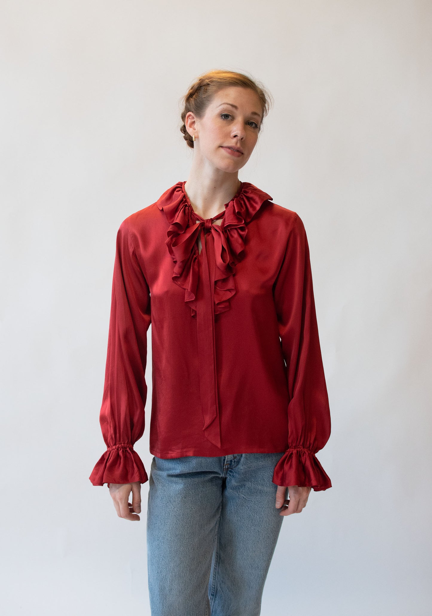 Red Silk Shirt | Yves Saint Laurent Rive Gauche