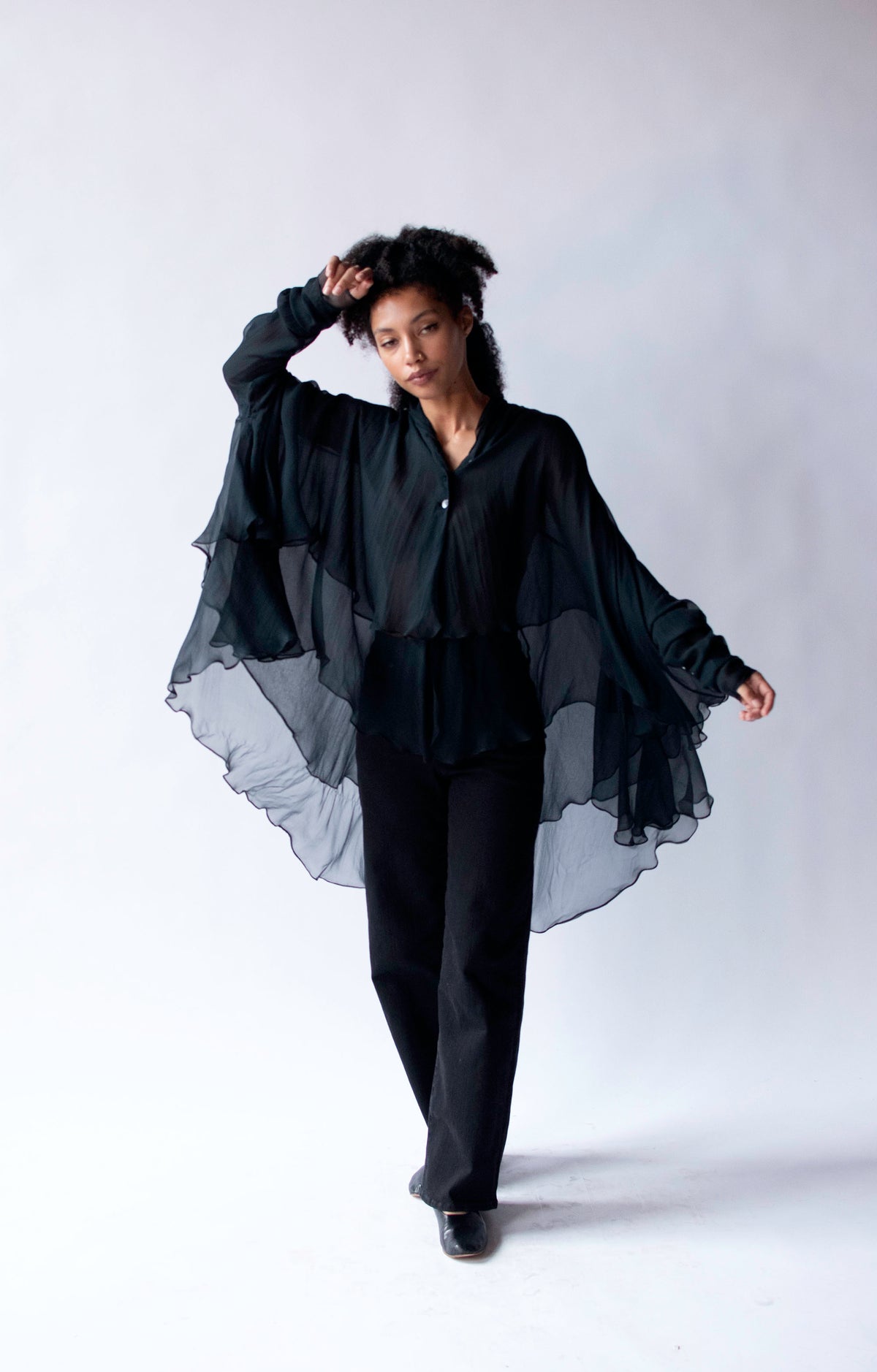 1990s Black Chiffon Top | Complice by Dolce & Gabbana