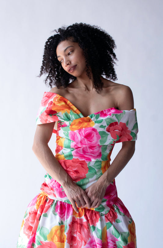 1980s Floral Print Gown | Scaasi Boutique