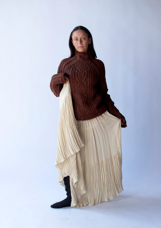 Pleated Cream Skirt | Moschino Nature Friendly Garment AW 1994