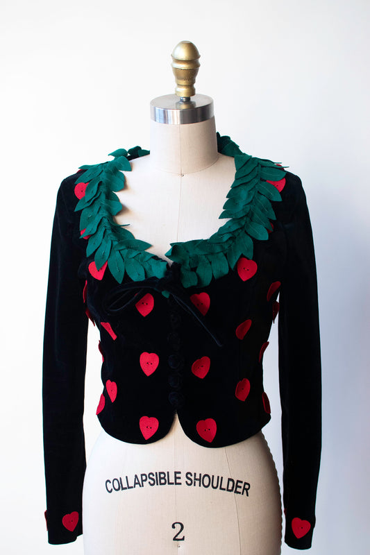 1990s Velvet Jacket W/ Felt Hearts | Moschino Cheap & Chic