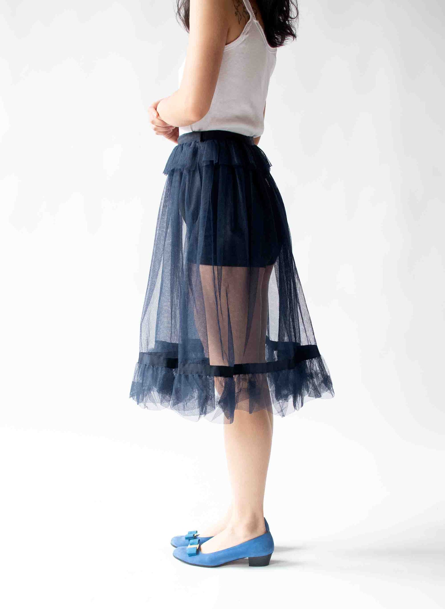 Navy Tulle Skirt | Yves Saint Laurent Rive Gauche