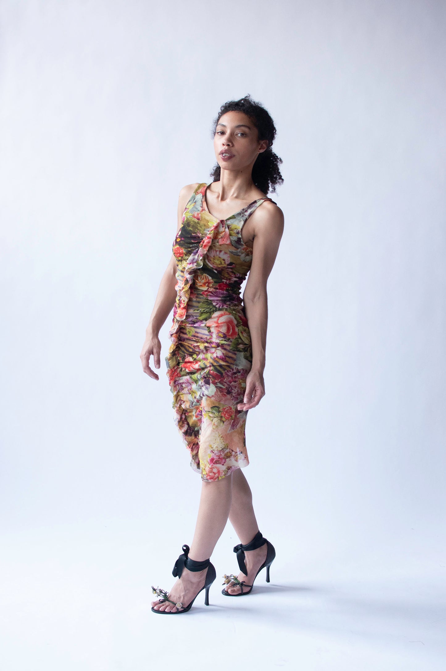 Floral Print Mesh Dress | Jean Paul Gaultier