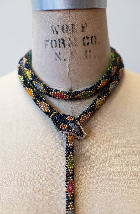 Custom Bead Crochet Snake Necklace | Double Length