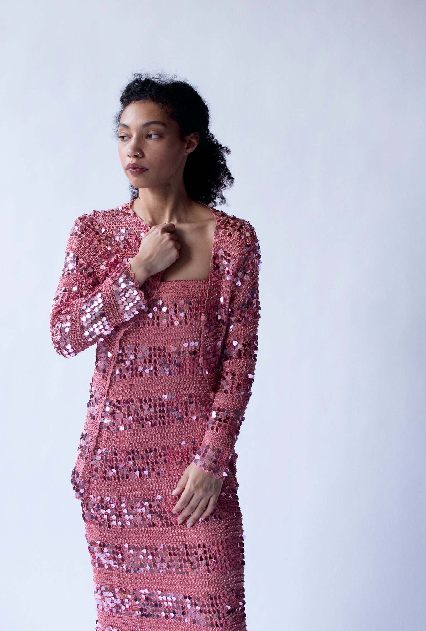 Sequin Crochet Dress Set