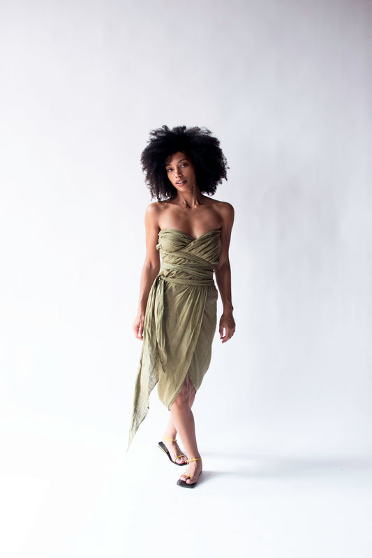 Convertible Linen Wrap Skirt / Dress | Romeo Gigli for Callaghan 1989