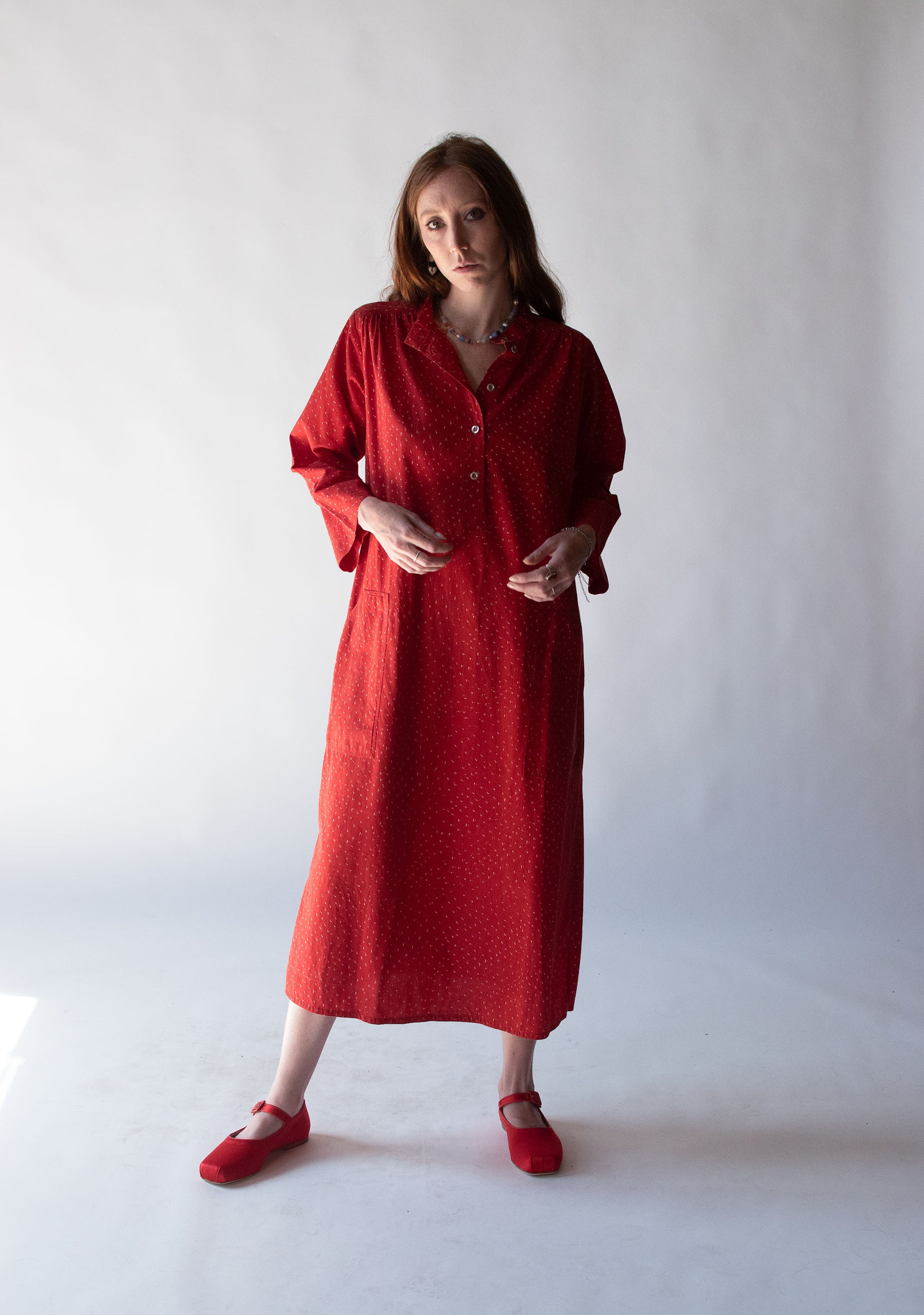 marimekko red dress Marimekko Siluetti Unikko Sateen Dress KIITOSlife