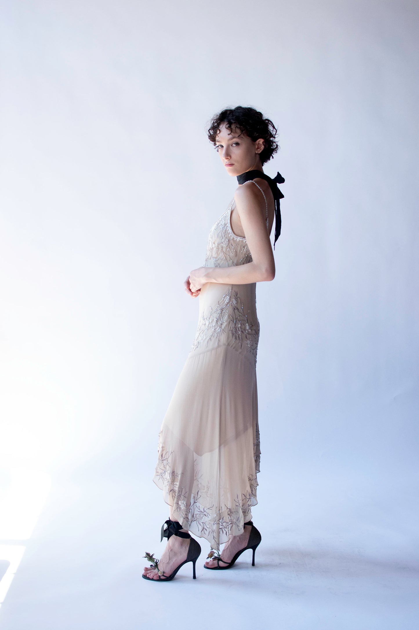 Beaded + Emboridered Chiffon Dress | Sue Wong