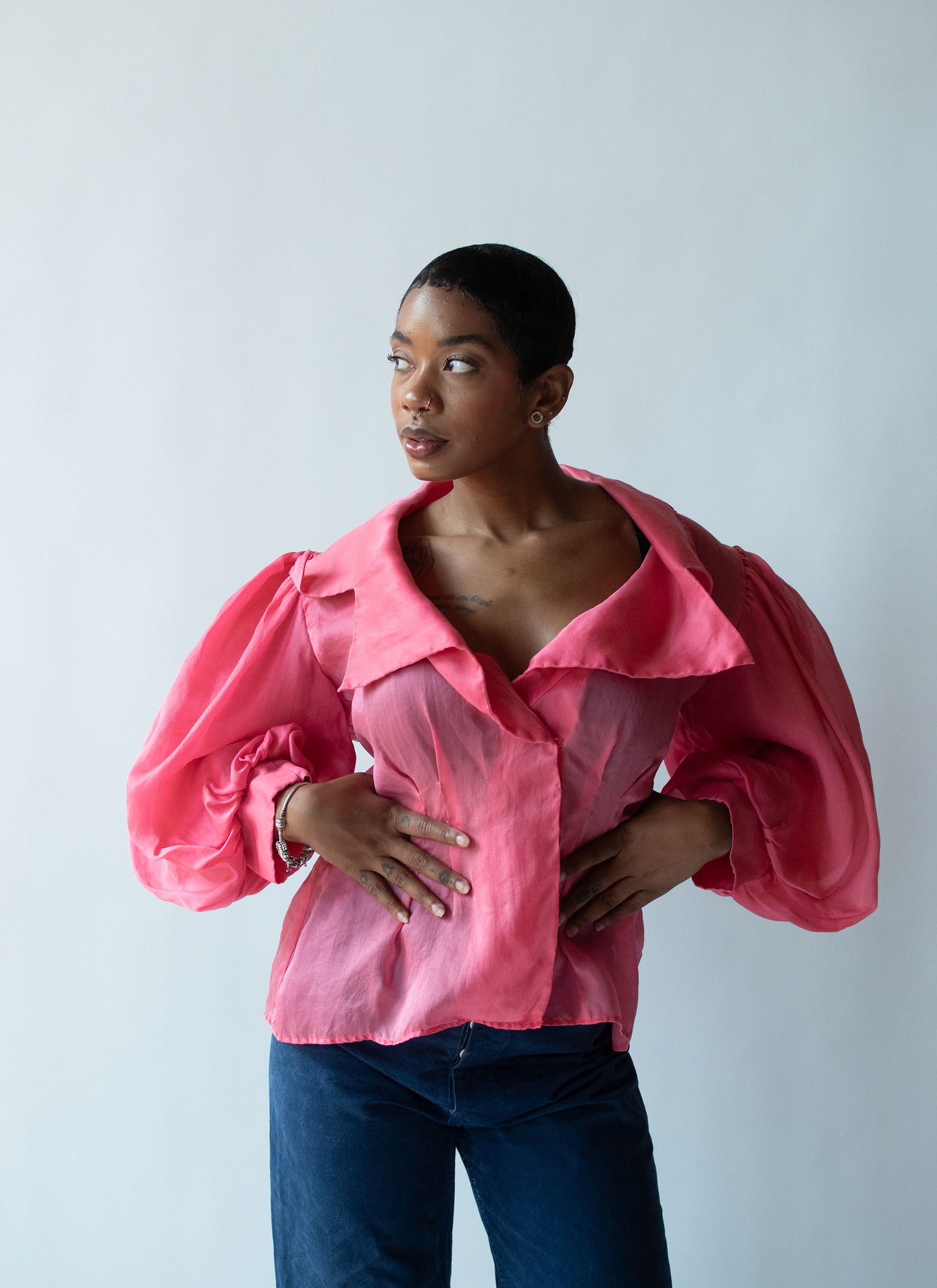1990s Pink Silk Blouse | Victor Costa