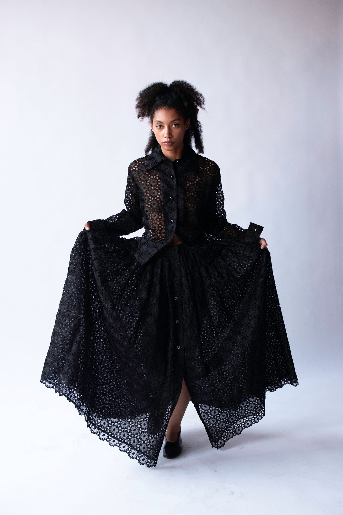 Silk Eyelet Skirt Set | Todd Oldham SS 1992