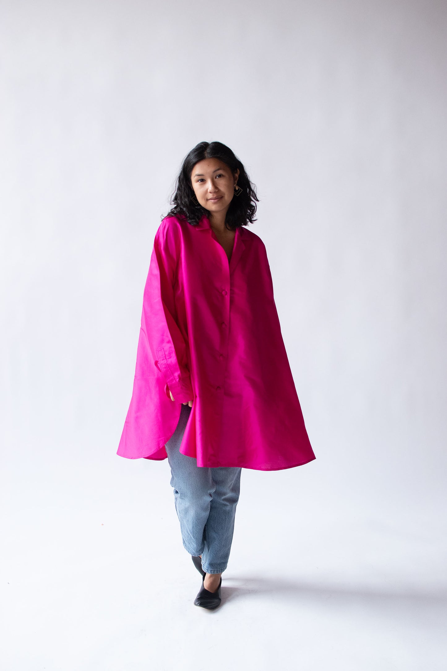 1990s Hot Pink Silk Top | Donna Karan