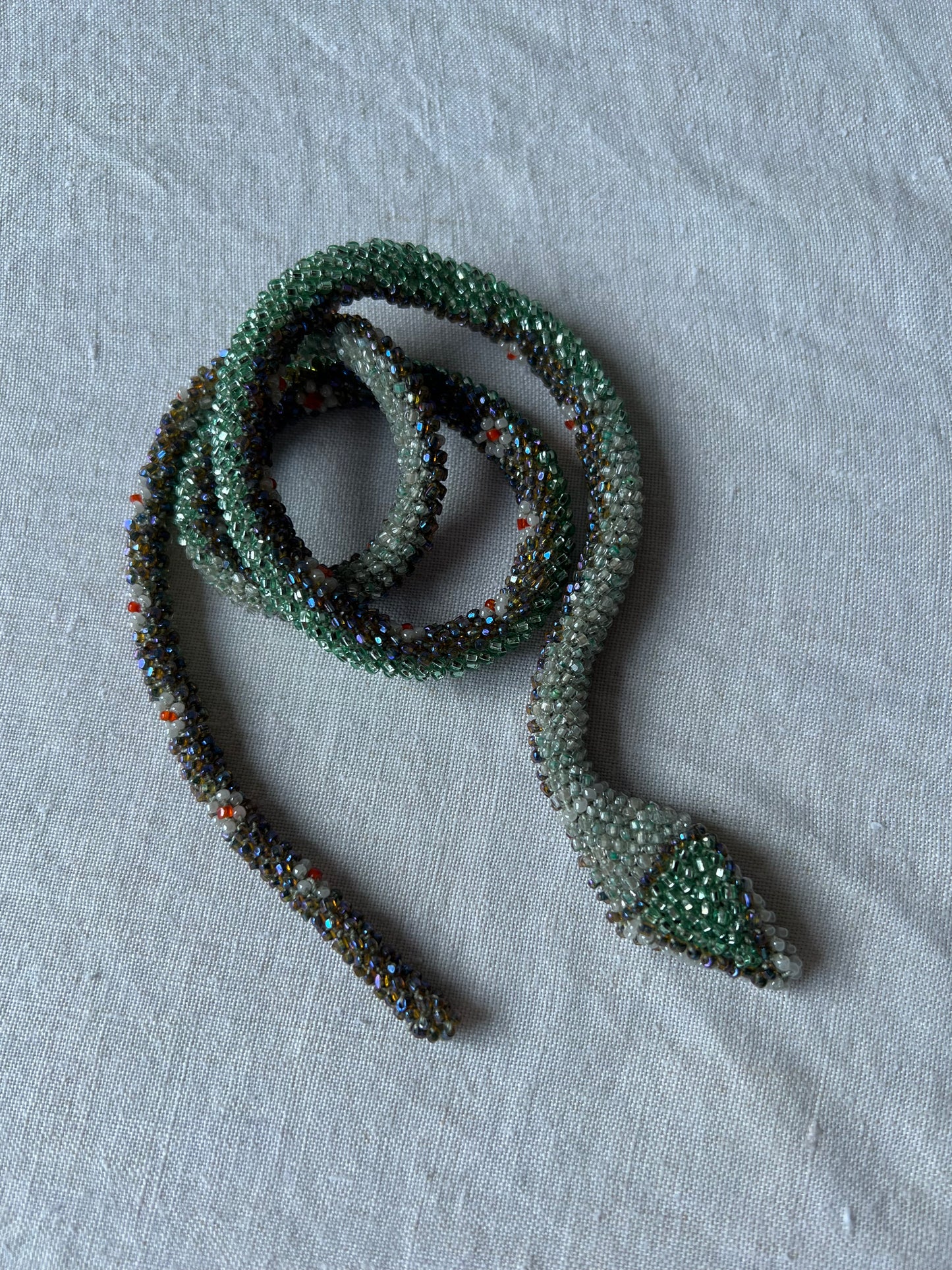 Bead Crochet Snake | Iridescent Blue Amber