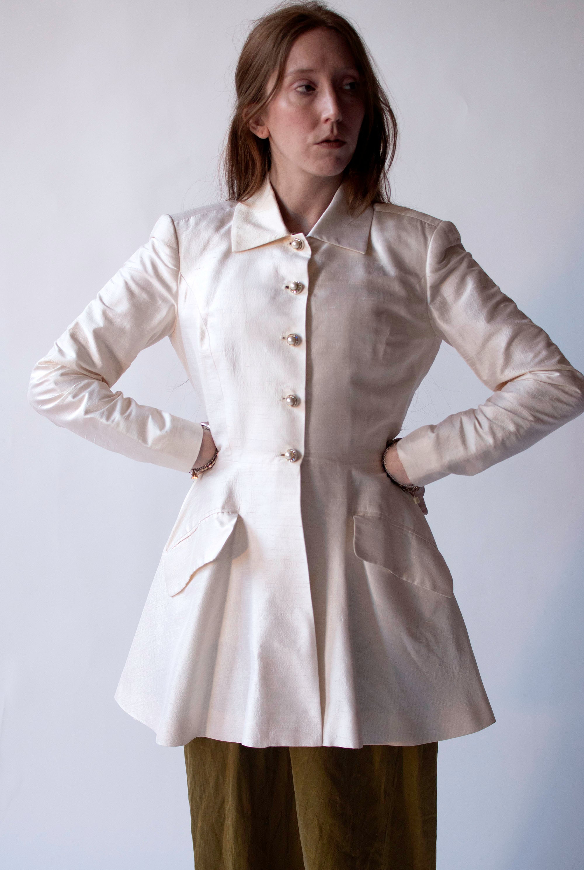 Cream Silk Peplum Jacket | Isaac Mizrahi – Female Hysteria Vintage