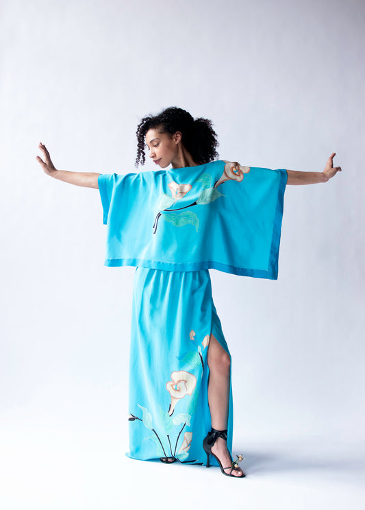 1970s Hand Painted Silk Set | Saks Fifth Avenue