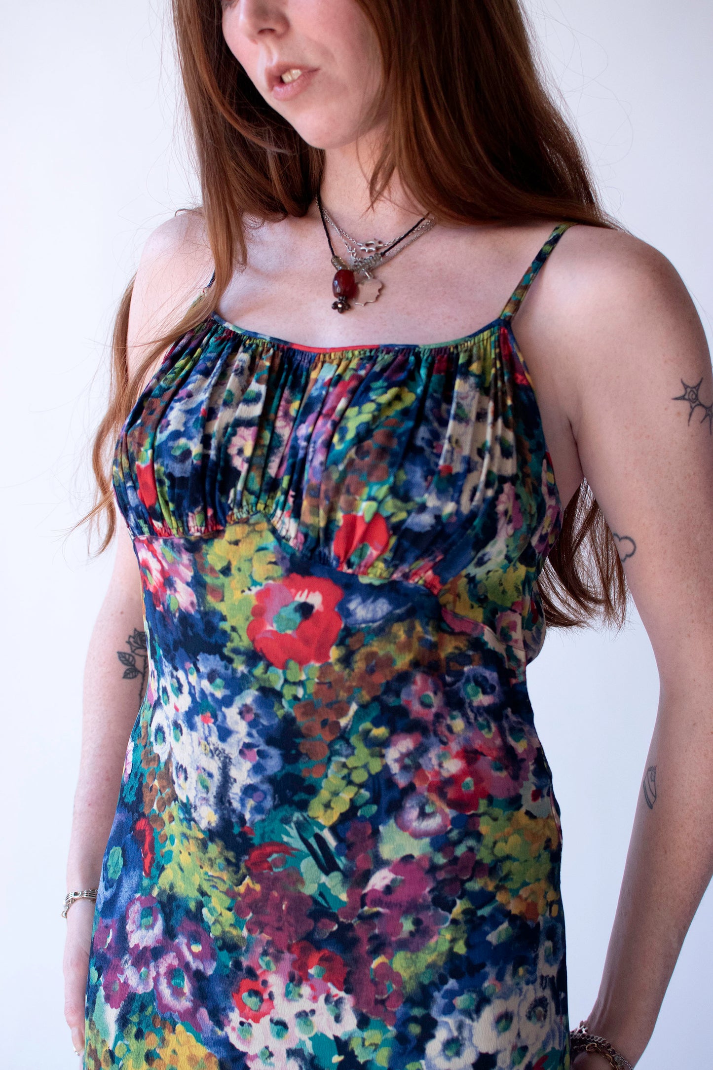 1930s Watercolor Floral Dress