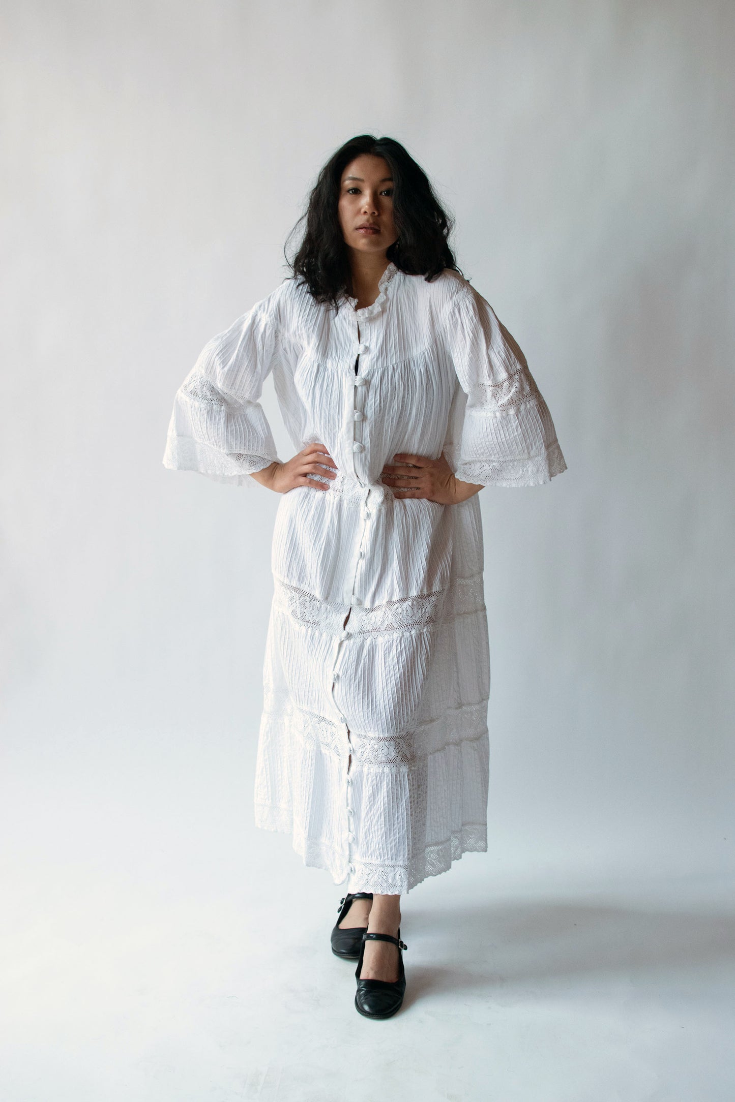 1970s White Pintuck Dress | Roberta Vercellino y Luis