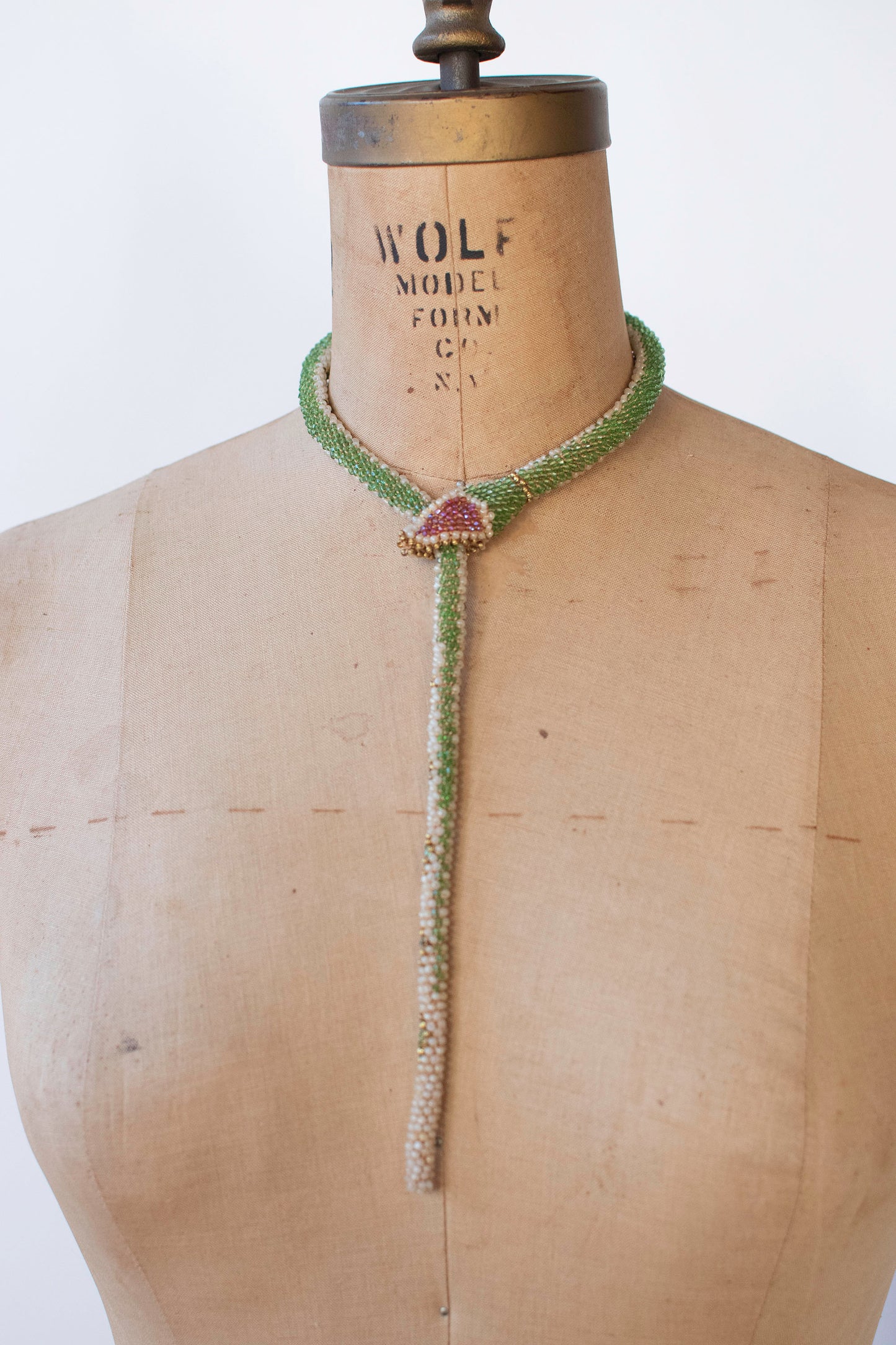 Bead Crochet Snake | Antique Pearl Diamond