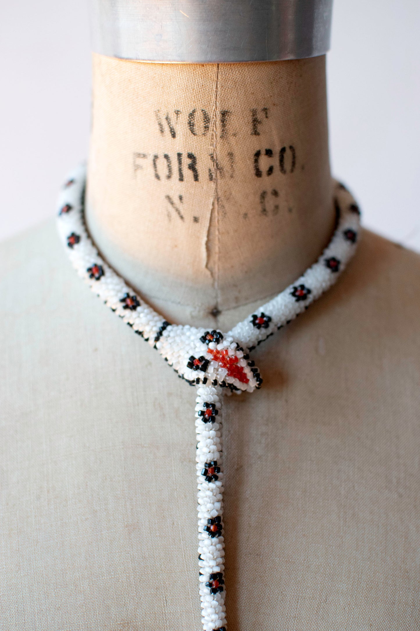 Bead Crochet Snake | Black & White & Red