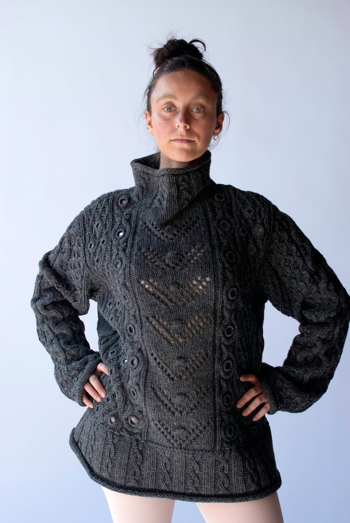 Gray Mirrored Wool Sweater | Jean Paul Gaultier