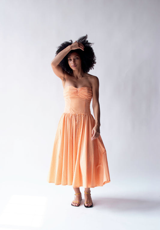 Strapless Striped Sundress | Albert Nipon