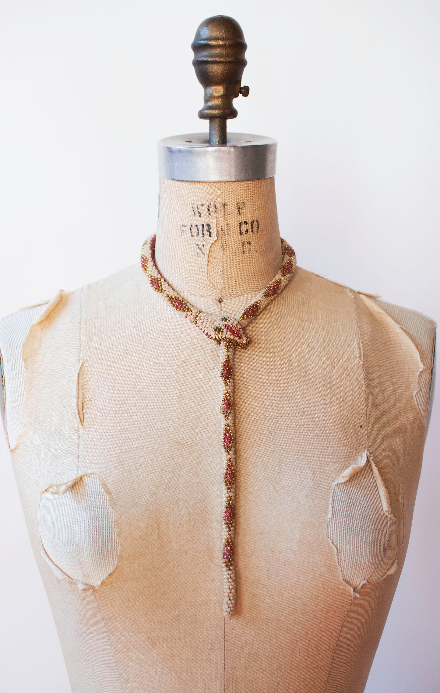 Bead Crochet Snake | Antique Pearl Diamond