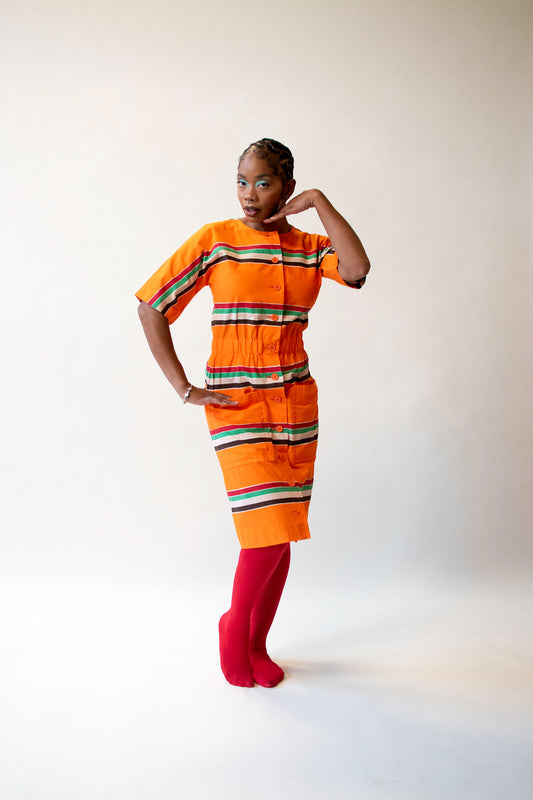 Orange Striped Dress | Marimekko 1974